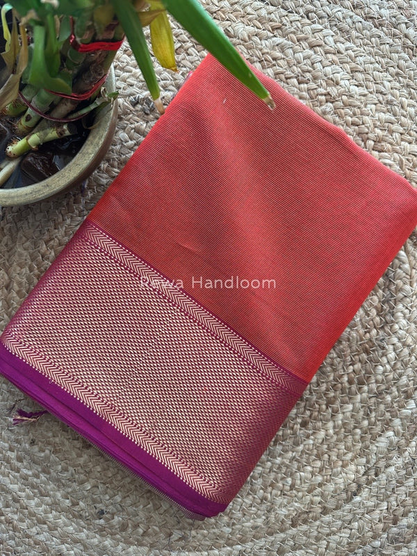Exclusive Maheshwari Rust Tissue Silk Saree ZTS0122