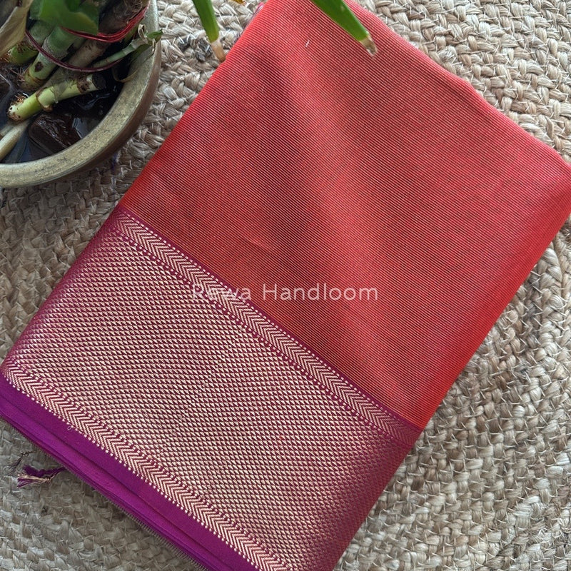 Exclusive Maheshwari Rust Tissue Silk Saree ZTS0122