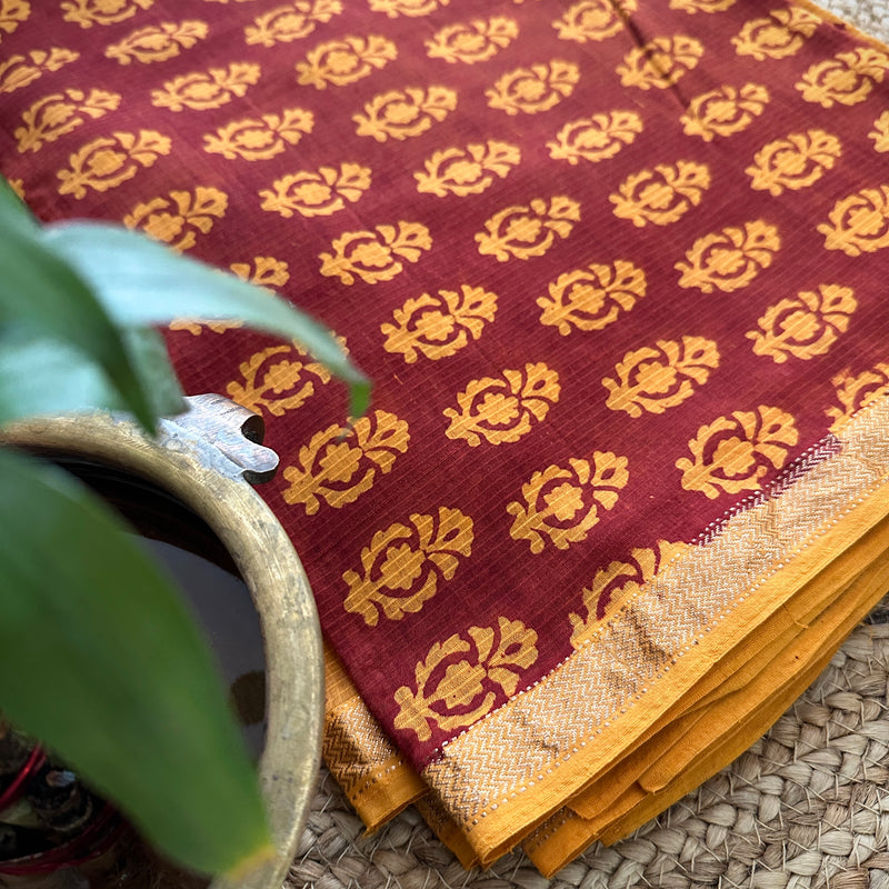 Maheshwari Red-Yellow Bagh Print Suit