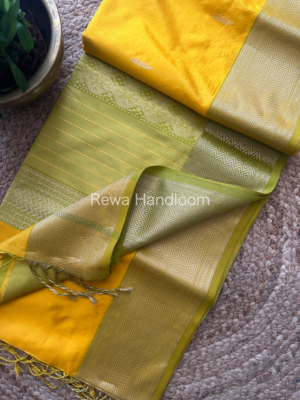 Maheshwari Yellow Pure Silk Saree PS26