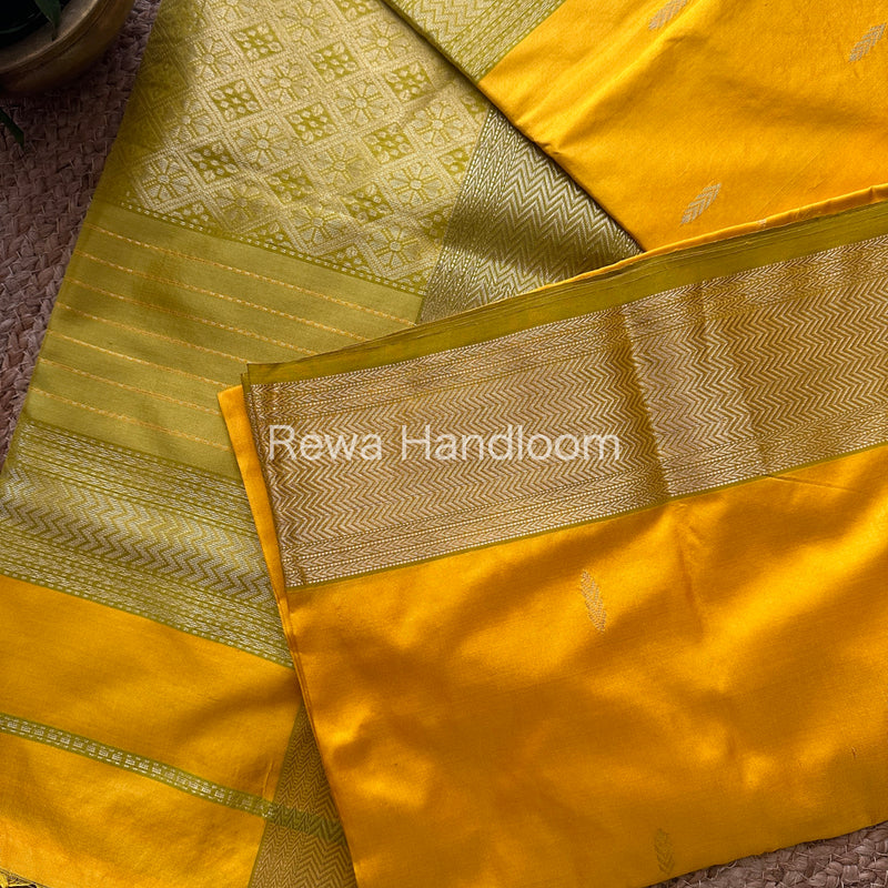 Maheshwari Yellow Pure Silk Saree PS26