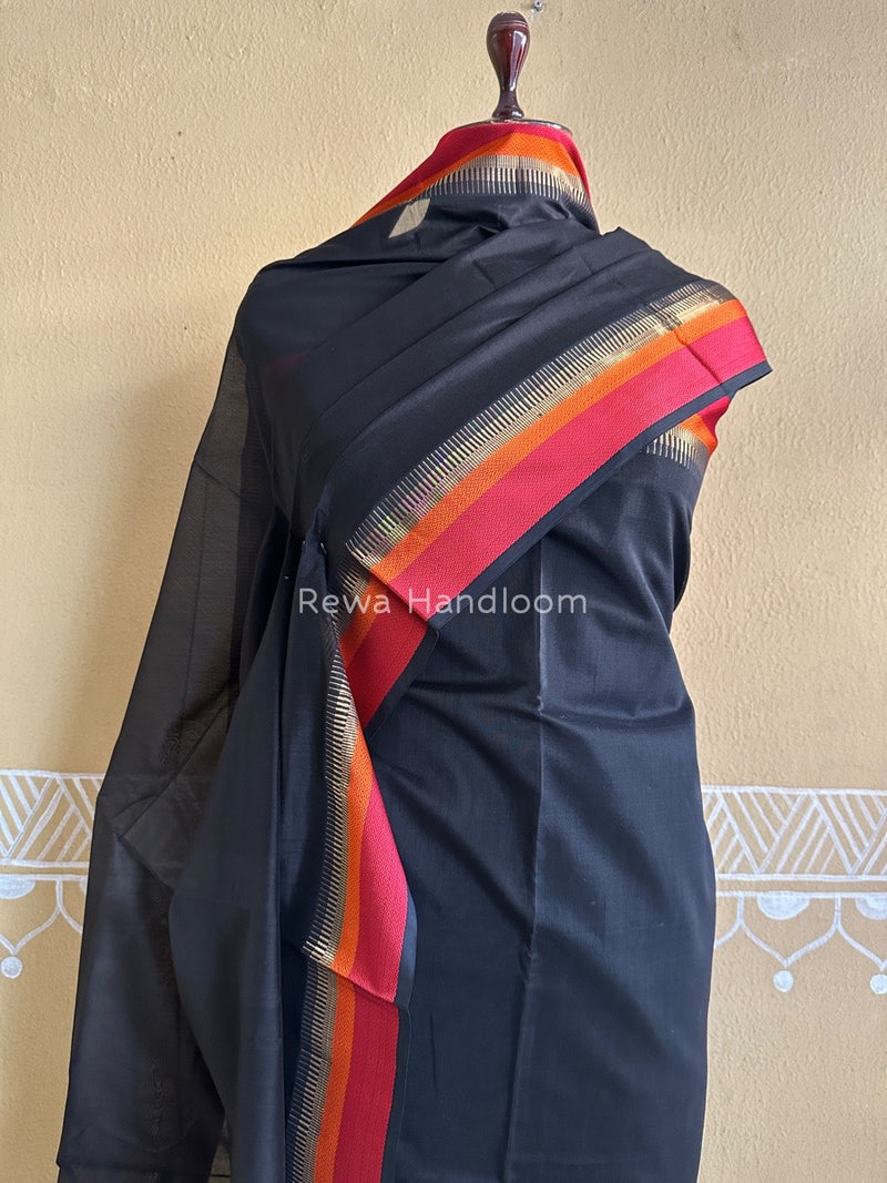 Maheshwari Black Multicolour Dress Material RTP022