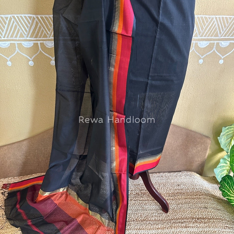 Maheshwari Black Multicolour Dress Material RTP022