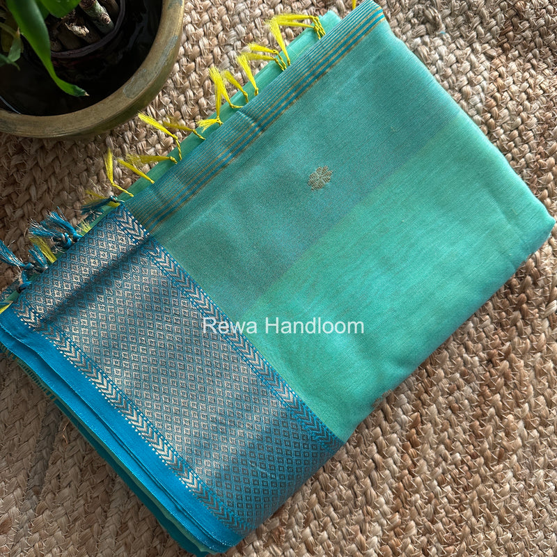 Maheshwari Mint Green Flower Butti Saree JBS098