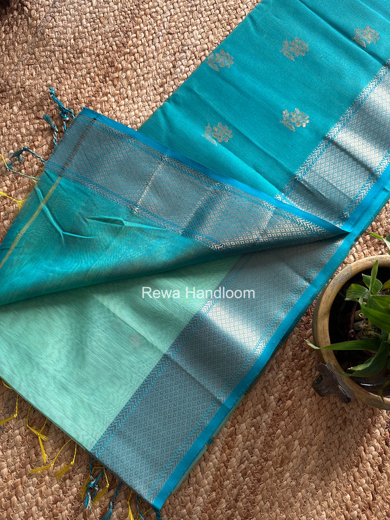 Maheshwari Mint Green Flower Butti Saree JBS098