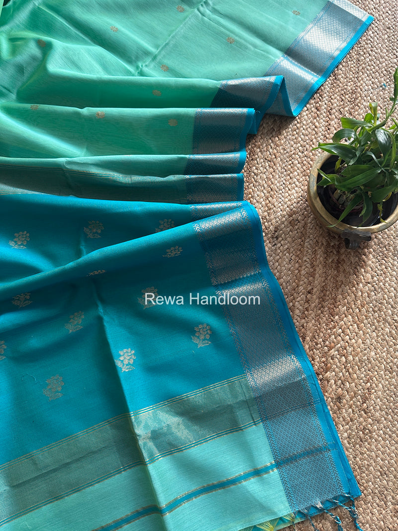 Maheshwari Mint Green Flower Butti Saree JBS098