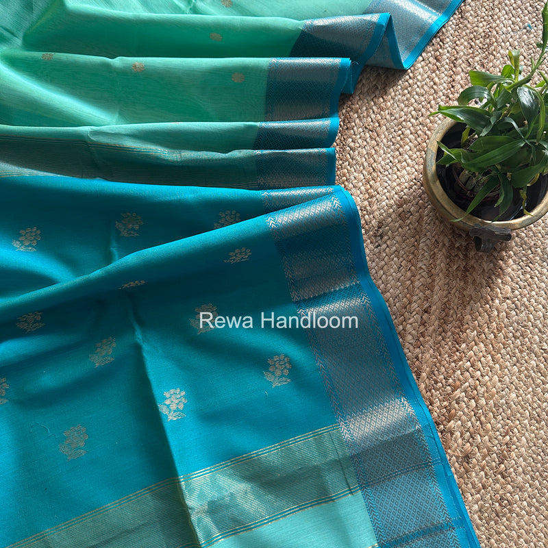 Maheshwari Mint Green Flower Butti Saree JBS098