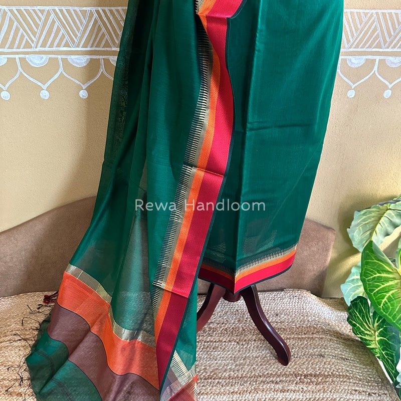 Maheshwari Rama Green Multicolour Dress Material RTP023