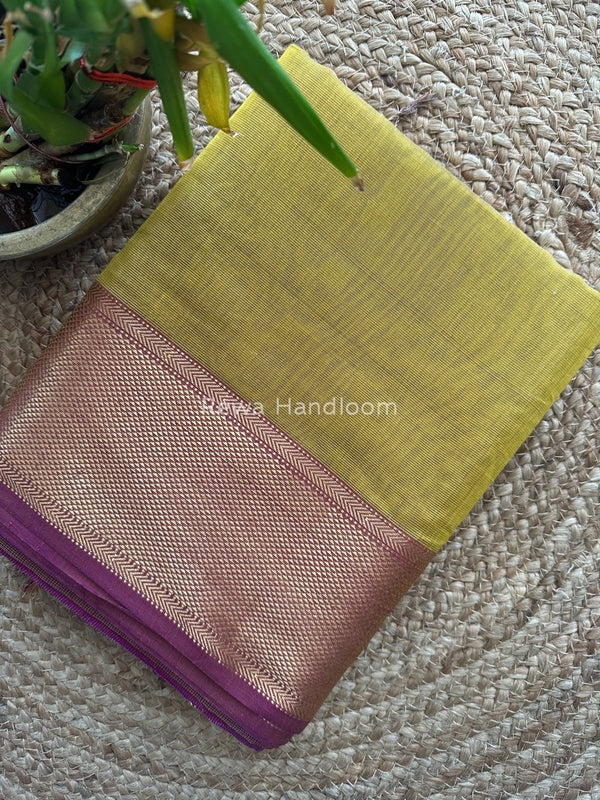 Exclusive Maheshwari Mustard Green Tissue Silk Saree ZTS0124