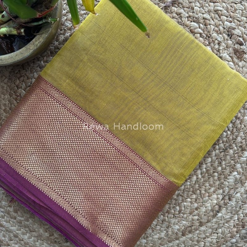 Exclusive Maheshwari Mustard Green Tissue Silk Saree ZTS0124