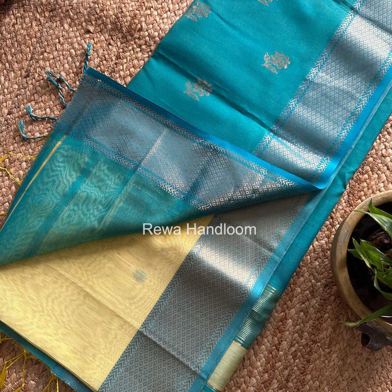 Maheshwari Light Yellow Flower Butti Saree JBS099