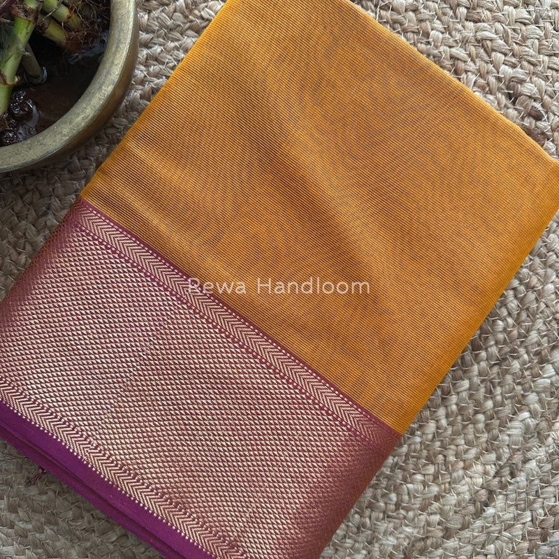 Exclusive Maheshwari Mustard Yellow Tissue Silk Saree ZTS0119