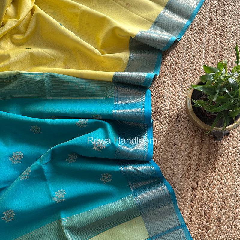 Maheshwari Light Yellow Flower Butti Saree JBS099