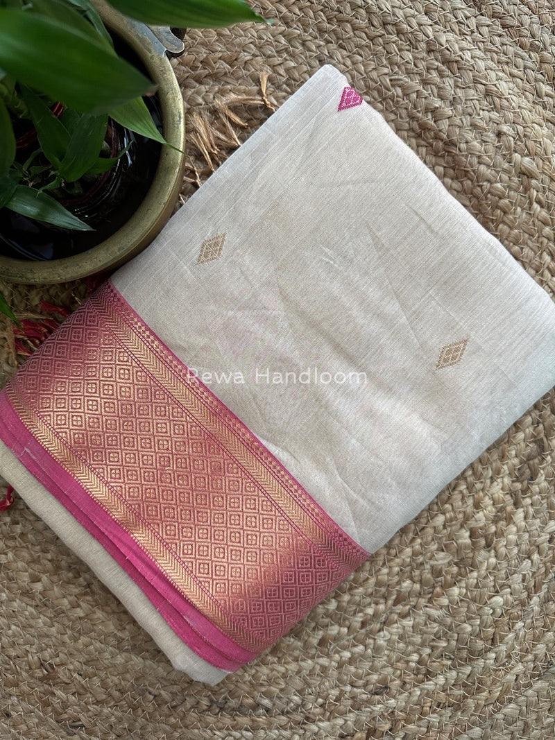 Maheshwari Off White Tissue Butti Saree TBBS011