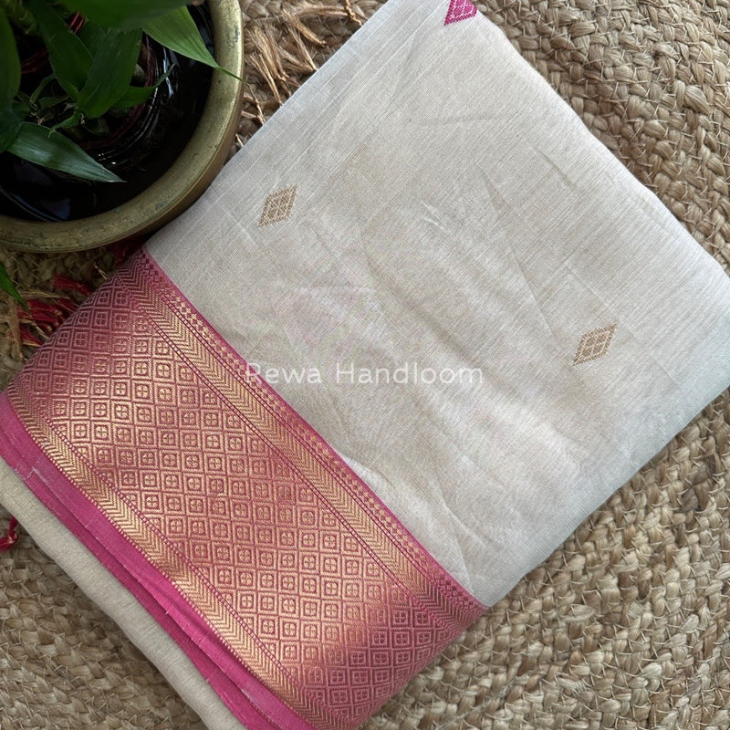 Maheshwari Off White Tissue Butti Saree TBBS011