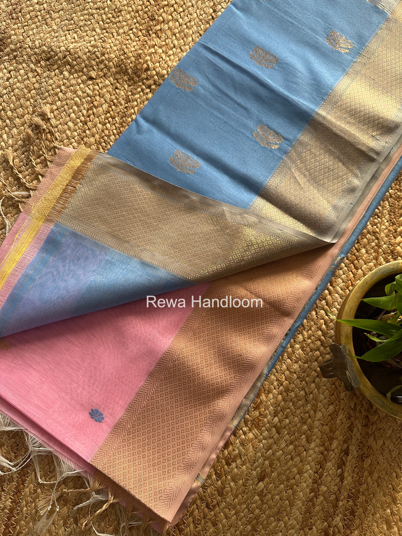 Maheshwari Pink Flower Butti Saree JBS0100