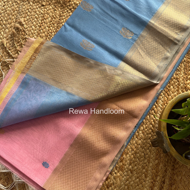 Maheshwari Pink Flower Butti Saree JBS0100