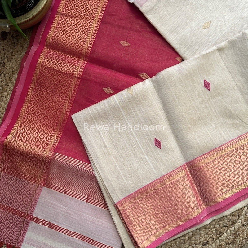Maheshwari Off White Tissue Butti Saree TBBS011