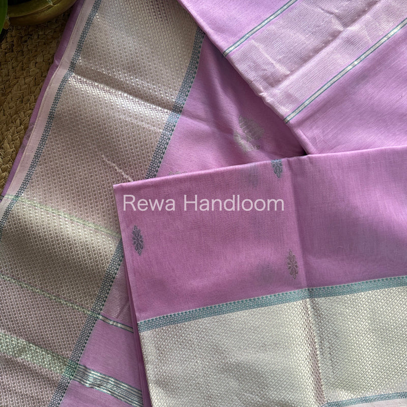 Maheshwari Lavender Silver Zari Buta-Buti Saree SBP02