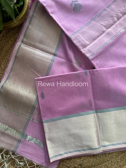 Maheshwari Lavender Silver Zari Buta-Buti Saree SBP02