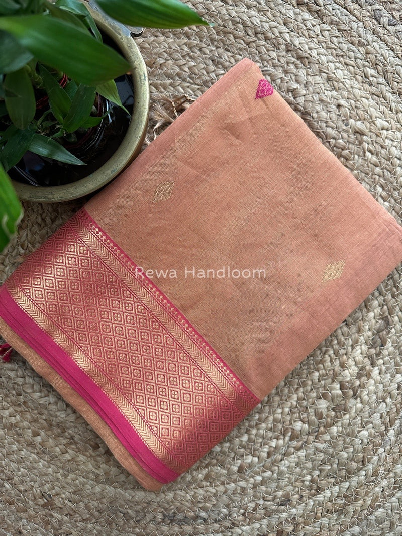 Maheshwari Light Peach Tissue Butti Saree TBBS016