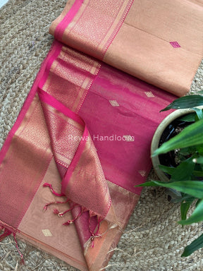 Maheshwari Light Peach Tissue Butti Saree TBBS016