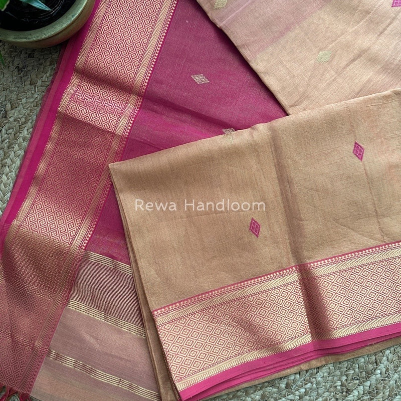 Maheshwari Light Peach Tissue Butti Saree TBBS016