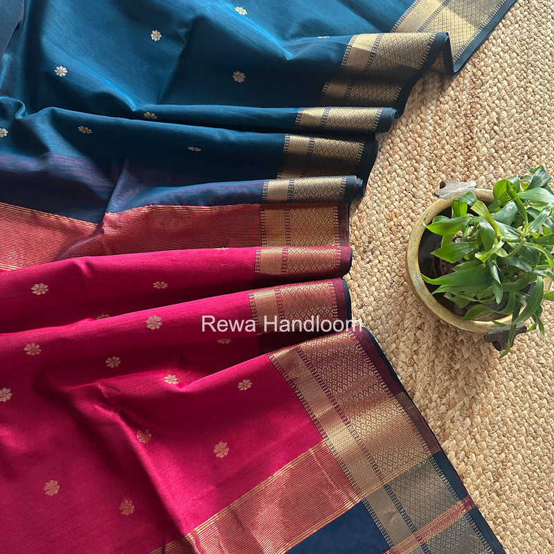 Maheshwari Rama Green Flower Butti Saree JBS0101