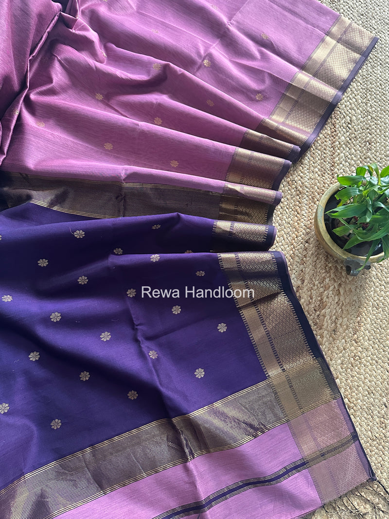 Maheshwari Onion Pink Flower Butti Saree JBS0102
