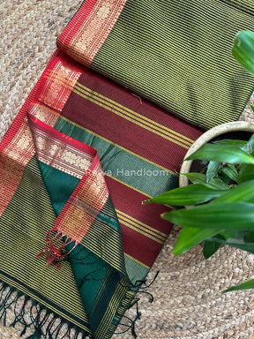 Maheshwari Green Garbha Reshami Silk Saree GS174