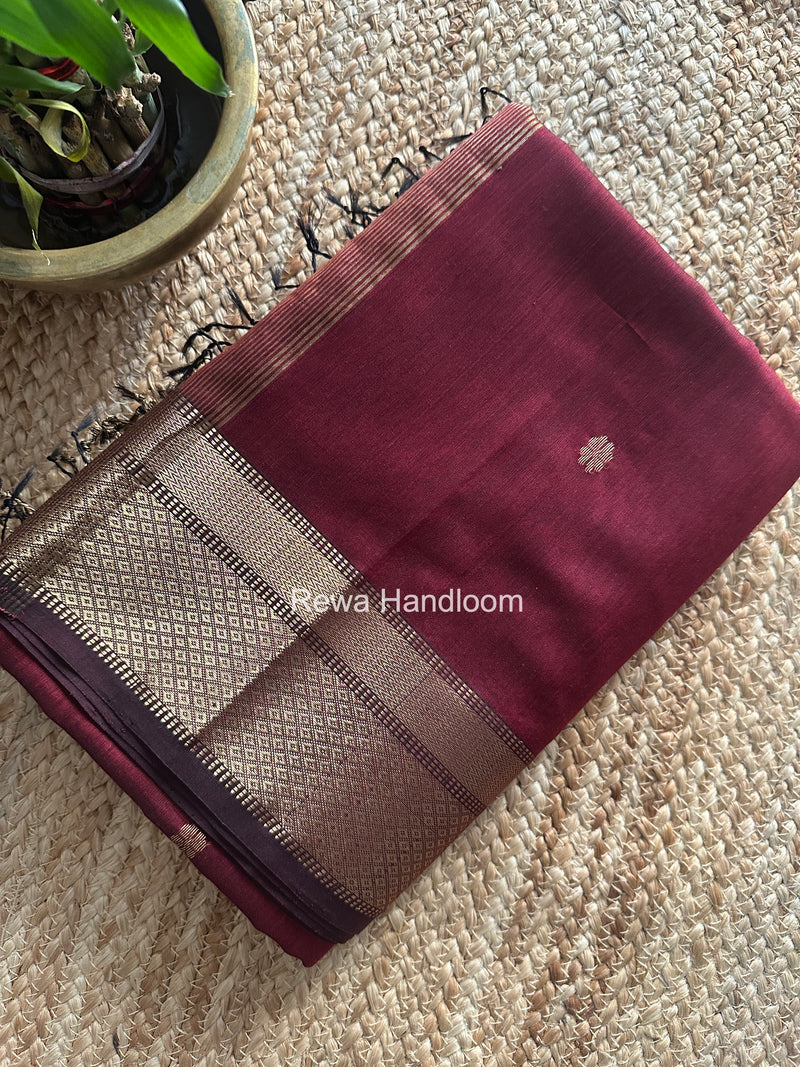Maheshwari Maroon Flower Butti Saree JBS0103