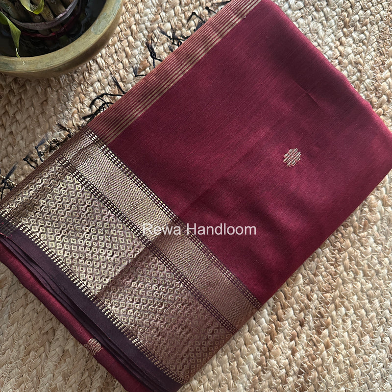 Maheshwari Maroon Flower Butti Saree JBS0103