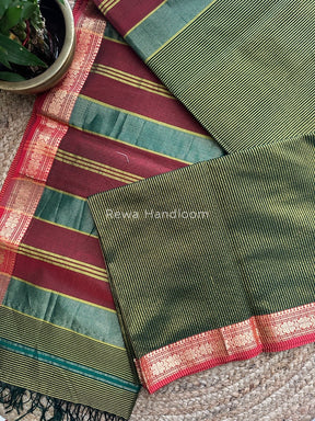 Maheshwari Green Garbha Reshami Silk Saree GS174