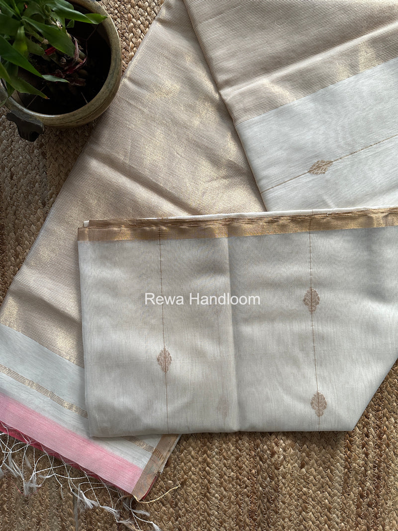 Maheshwari White Butti Saree JLBS02