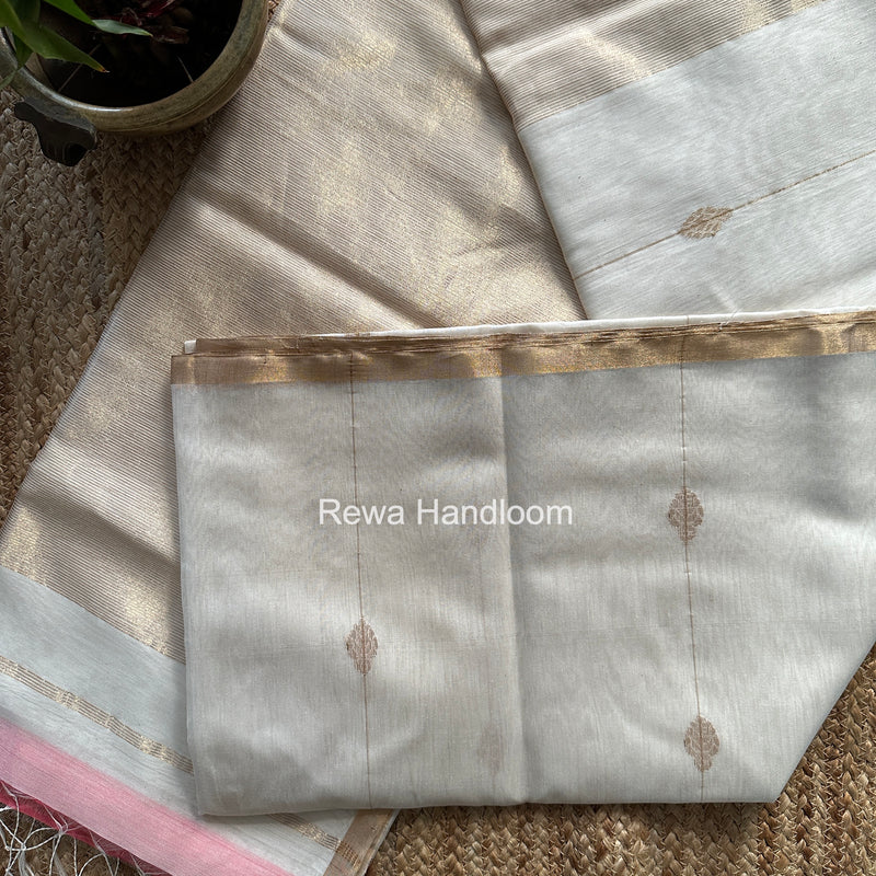 Maheshwari White Butti Saree JLBS02