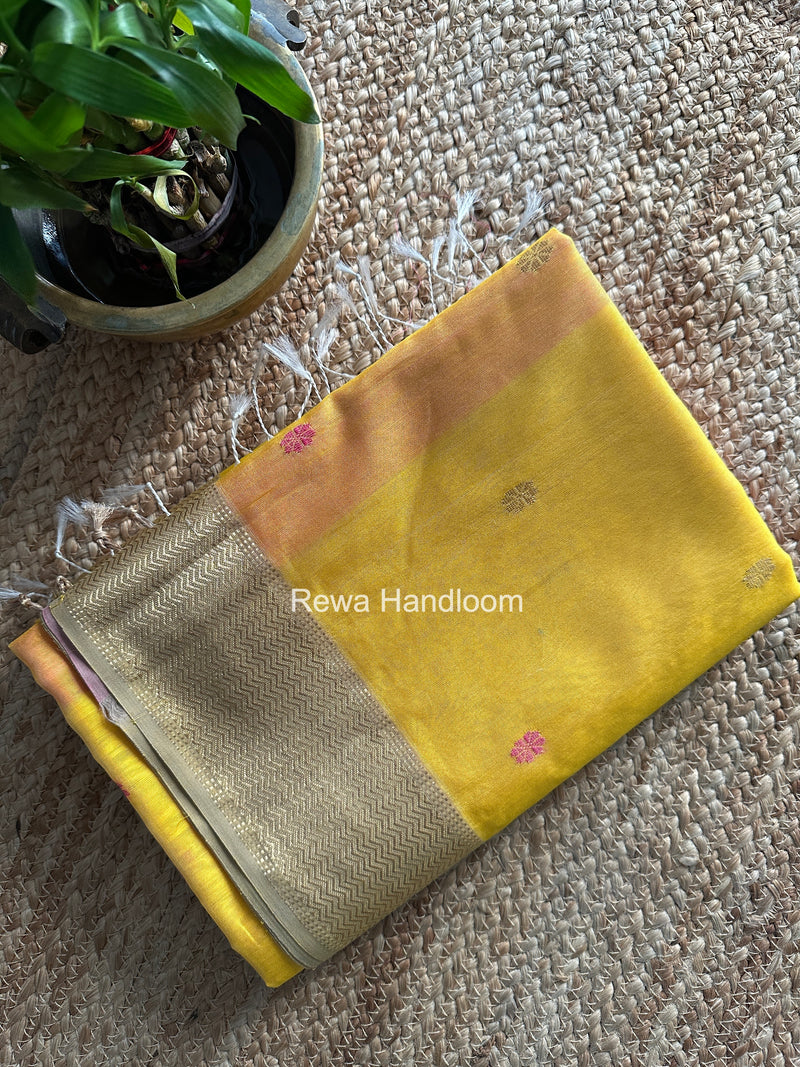 Maheshwari Yellow Flower Butti Saree JBS0104