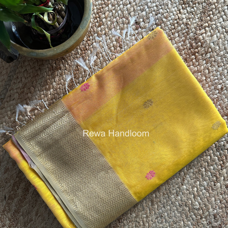 Maheshwari Yellow Flower Butti Saree JBS0104