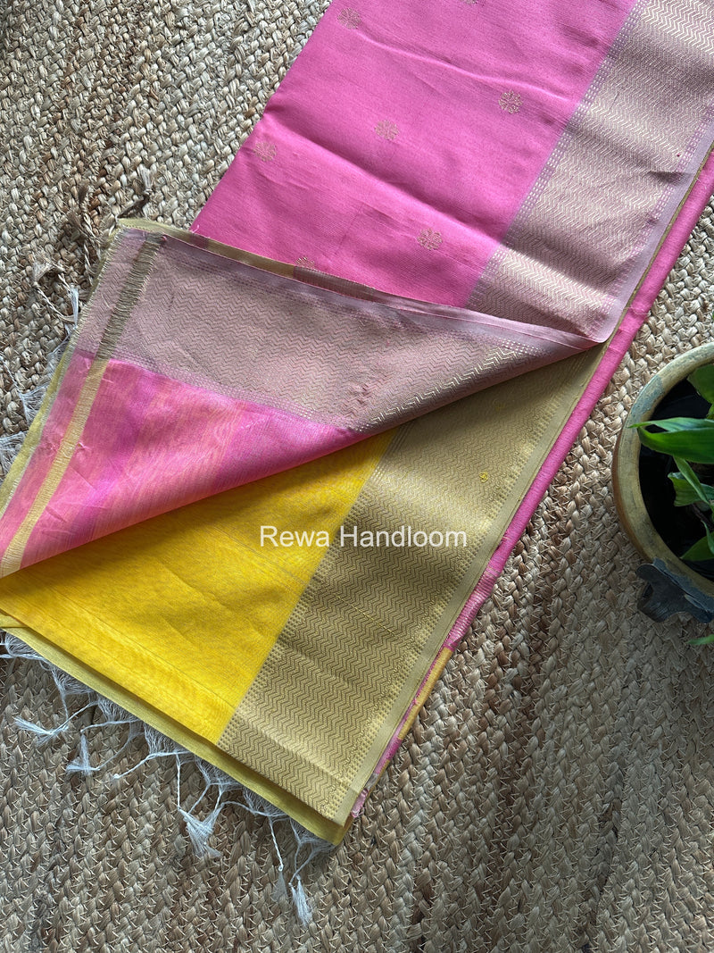 Maheshwari Yellow Flower Butti Saree JBS0104