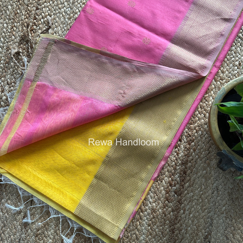 Maheshwari Yellow Flower Butti Saree JBS0104