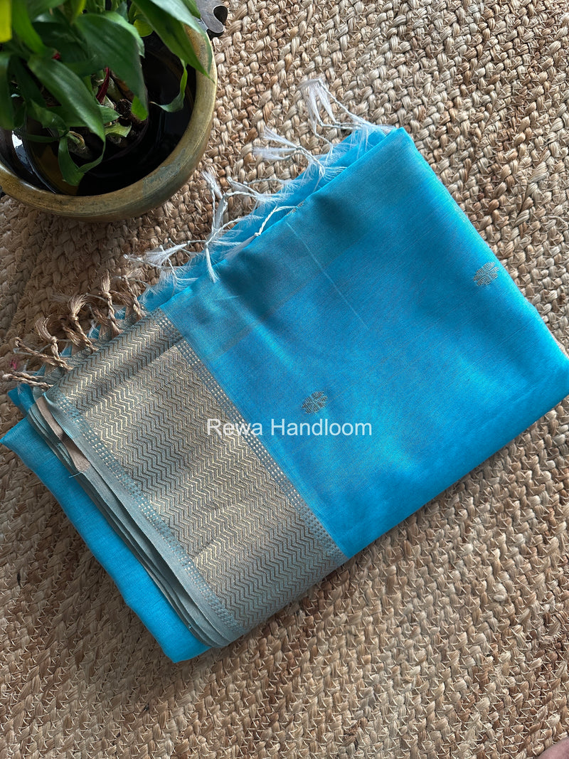 Maheshwari Sky Blue Flower Butti Saree JBS0105