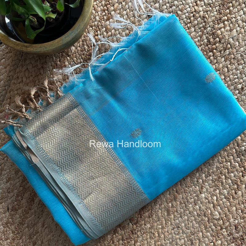 Maheshwari Sky Blue Flower Butti Saree JBS0105