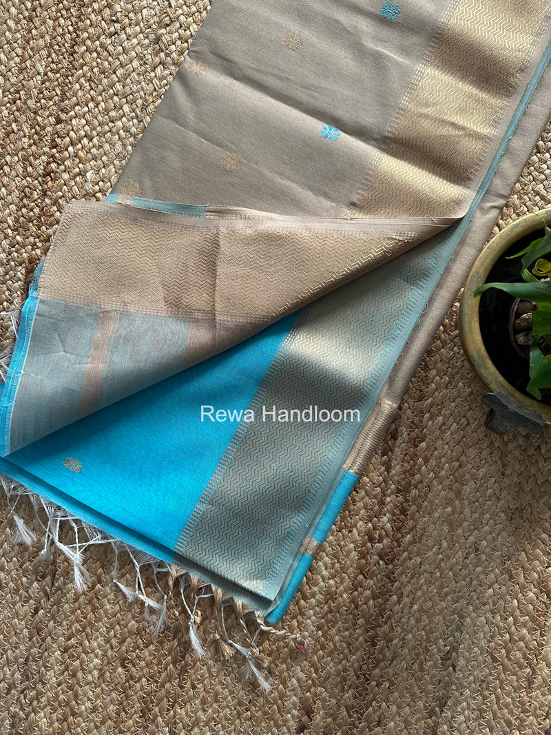 Maheshwari Sky Blue Flower Butti Saree JBS0105