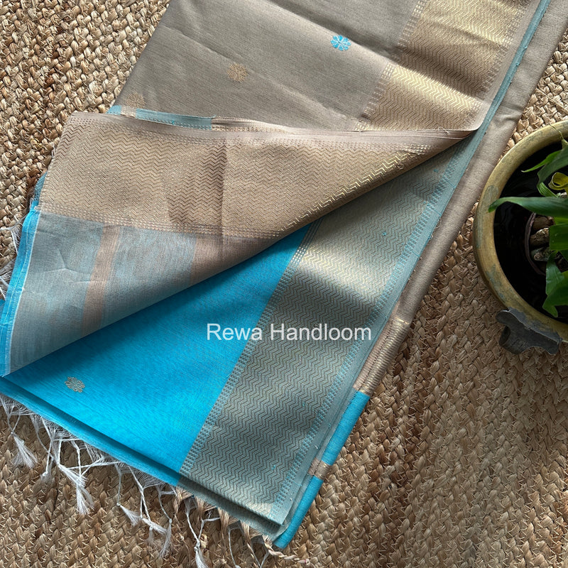 Maheshwari Sky Blue Flower Butti Saree JBS0105