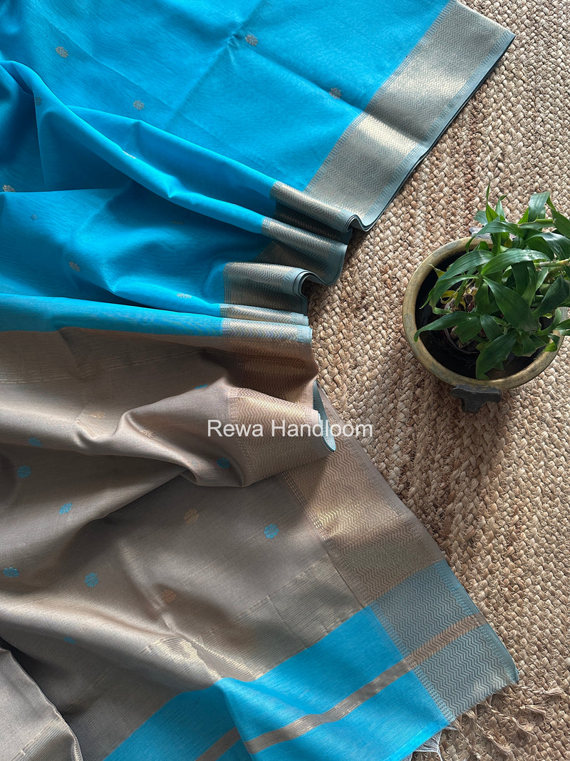 Maheshwari Sky Blue Flower Butti Saree JBS0105