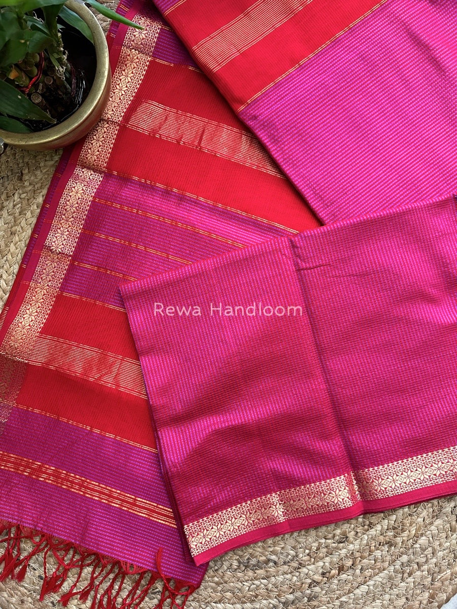 Maheshwari Light Purple Garbha Reshami Silk Saree GS178