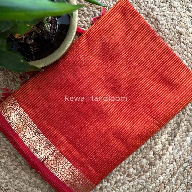 Maheshwari Orange Garbha Reshami Silk Saree GS177