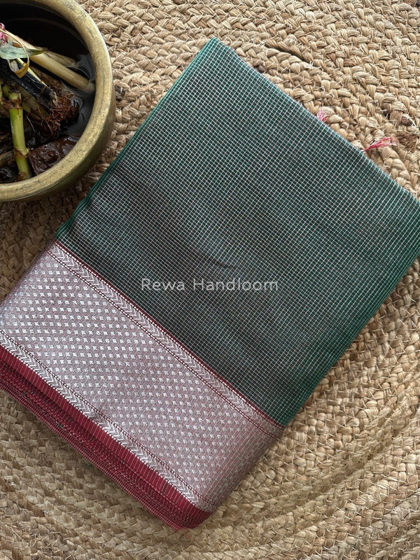 Exclusive Maheswari Green Silver Tissue Saree SC013