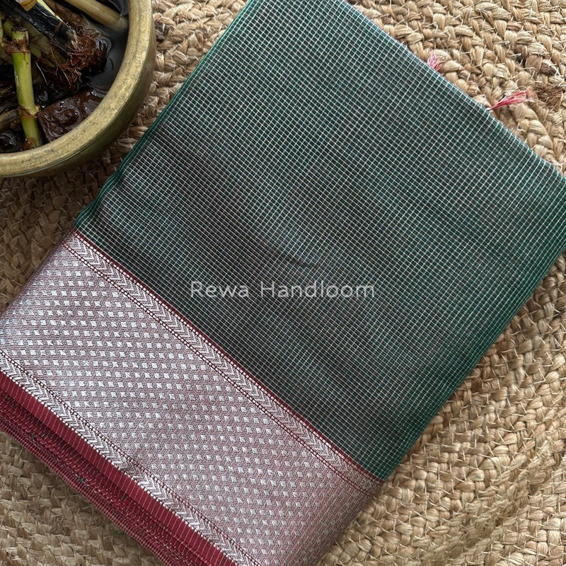 Exclusive Maheswari Green Silver Tissue Saree SC013