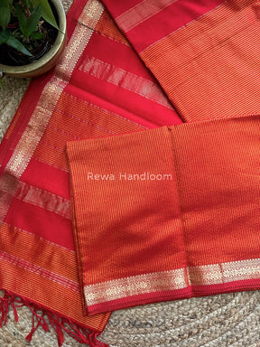 Maheshwari Orange Garbha Reshami Silk Saree GS177