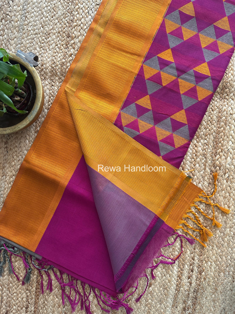 Maheshwari Dark Magenta Heavy Pallu Saree DPS030